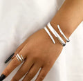 2Pcs Bracelet + Bague Spirale Couleur Or Ou Argent