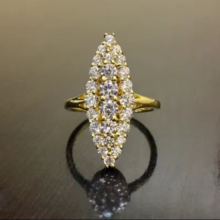 Bague Marquise Dorée Luxe Ajustable