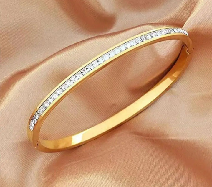 Bracelet Jonc Zircon Cubique – Imperméable | Or & Argent