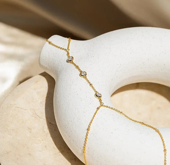 Bracelet Chaîne Acier & Zircon – Plaqué Or, Waterproof & Élégant