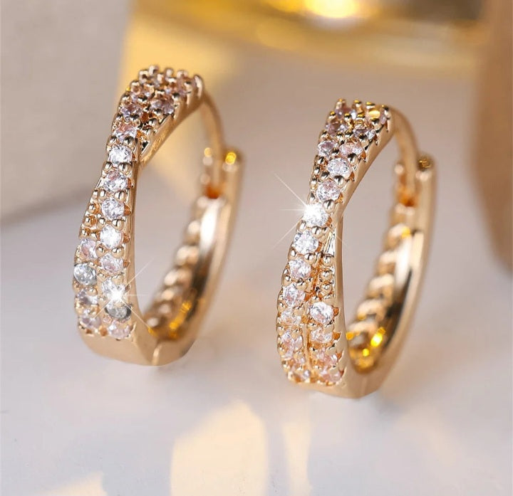 White Zircon Crossover Creole Hoops – Delicate Vintage Jewellery